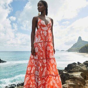 NWT FARM RIO neon orange jungle maxi dress! Size XL